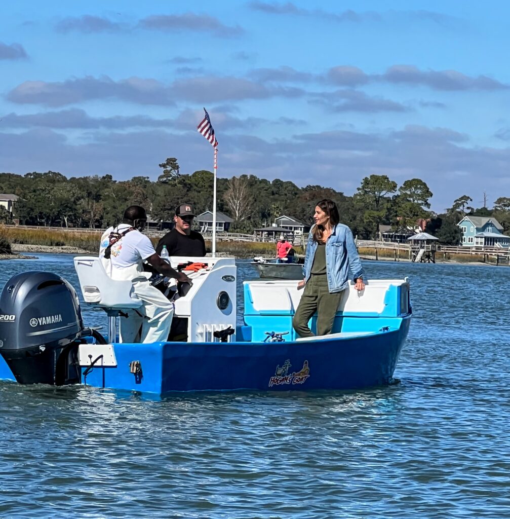 rabbing-in-Murrells-Inlet-with-chef-Adam-Kirbly-host-Alex-Thomopoulos-and-Captain-and-partner-in-Seven-Seas-Seafood-Market-Henry-Ford